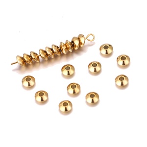Perles entretoises rondes 4mm 5mm 6mm |   Perles de positionnement en acier inoxydable plaqué or PVD 18 carats pour la création de bijoux DIY (bracelets, colliers) - Product Image 4