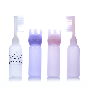 Brosse à cheveux de coiffure de barbier vide 6oz 180ml 2 en 1 bouteille ronde en plastique d'applicateur de peigne de nettoyage de teinture de cheveux avec échelle - Product Image 5