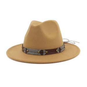 X3087 Sombreros Fedora de Ala Ancha para Hombre, Sombreros de Lana con Cinturón de Cuero, Sombrero Jazz de Ala Grande para Mujer - Product Image 5