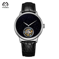 Montre automatique tourbillon Migaga de haute qualité, boîtier en acier inoxydable, résistance à l'eau 50 bars, bracelet en cuir, minimaliste