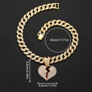 Collar con Colgante de Corazón Roto Estilo Hip Hop para Hombre y Mujer, Diseño de Moda - Product Image 5