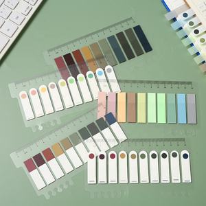 Marcadores de página de pestaña adhesiva de varios colores, pestañas de índice estético, notas adhesivas de página grabables con regla para marcar la página, clasificar archivo - Product Image 2