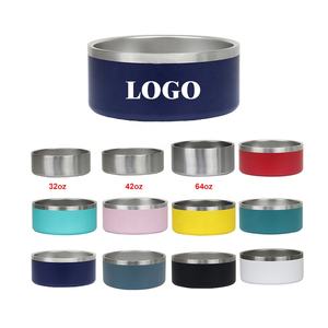 Ciotola per cani con Logo personalizzato 64oz ciotola per animali in acciaio inossidabile isolata sottovuoto 18oz/32oz/42oz/64oz/100oz ciotola per alimenti per animali domestici - Product Image 1