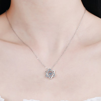 Collier en argent sterling S925 avec pendentif étoile à six branches en moissanite et pierre mobile, chaîne de clavicule tendance, bijoux
