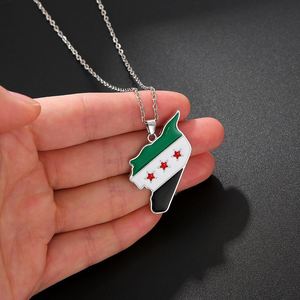 Venta al por mayor de fábrica: Collar con bandera de Siria, llavero de metal esmaltado con mapa de Siria, colgante de metal, colgante conmemorativo, artesanía personalizada. - Product Image 2