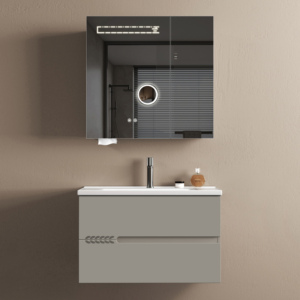 Meuble de salle de bain de qualité hôtelière <span class=keywords><strong>Armoire</strong></span> en aluminium avec lavabo simple et grand miroir d'habillage - Product Image 2