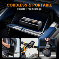 Compresseur d'air portable sans fil ABS 3000mAh 150PSI, mini pompe numérique pour voiture, moto, vélo, ballon, gonflage rapide
