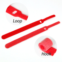 Vente en gros 10x175mm Rouge Dos à Dos Étanche Nylon Crochet Boucle Attaches de Câble Sangles de Rangement Écologique Maison Bureau Salle de Classe