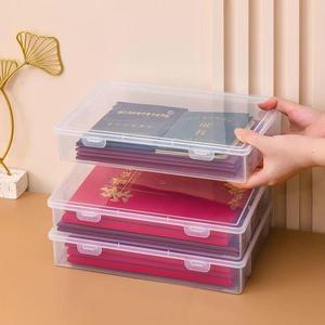 A4 Document Organizer <b>Box</b> Transparent Plastic Storage For Home Office Desktop Use 400 Capacity Waterproof Rectangle Shape - Product Image 4