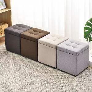 Reposapiés otomano de almacenamiento plegable y cubo de asiento con pies de madera y taburetes de pie con <span class=keywords><strong>tapa</strong></span> y otomanos con patas - Product Image 5