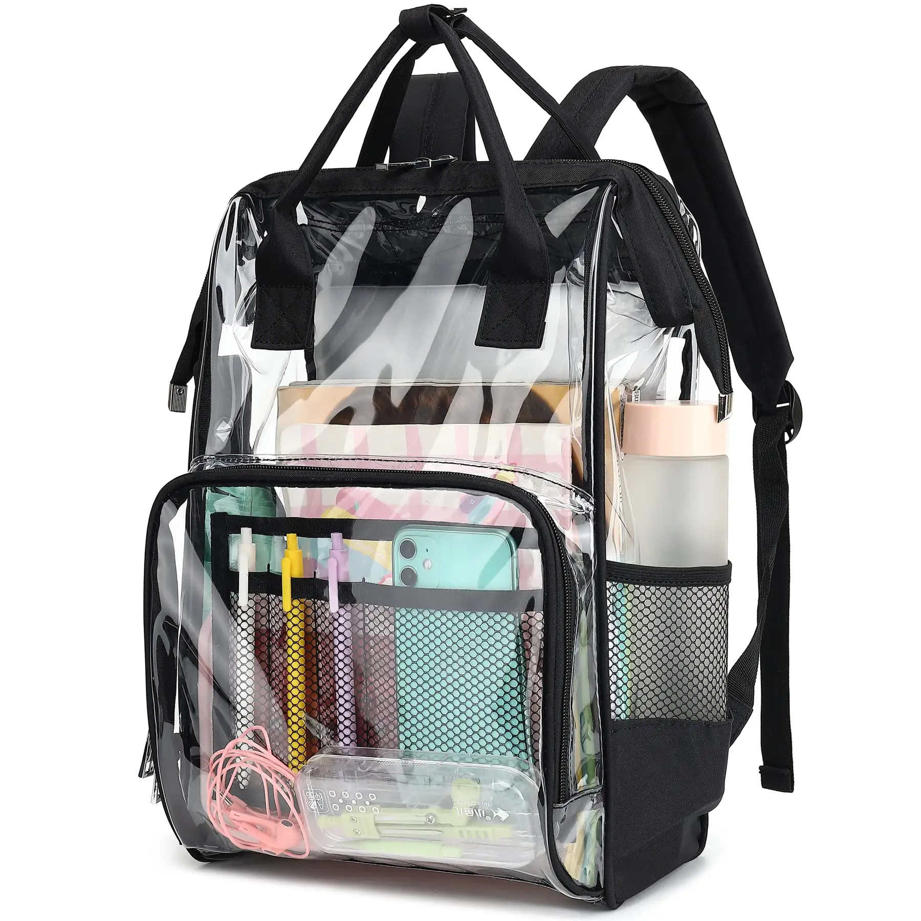 Heavy Duty Custom Clear Backpack For Men Women School Bag Bookbag PVC Transparent Backpacks For Boys Girls