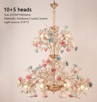 Pour MEEROSEE Moderne Lustre En Cristal Européen Luxueux Fleur En Céramique Design Style Français MD98035 pour L'éclairage De Bureau À Domicile