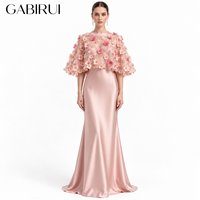 Abaya GABIRUI luxueuse en polyester brodée de fleurs, ornée de perles et de paillettes, grande taille, élégante, longueur cheville, manches longues, coupe ample.