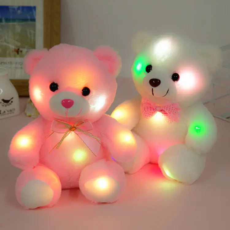 Venta al por mayor regalo del Día de San Valentín 22cm LED iluminado oso de peluche brillante oso de peluche