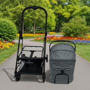 Premium Aluminium 4-wiel grote honden- en kattenbuggy, verstelbaar, opvouwbaar, waterdicht, met standaard, éénhands inklapbaar, 20 kg - Product Image 1