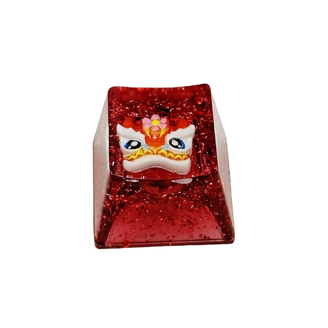 High Quality Personalized Resin Epoxy Translucent Chinese-Style Lion Gaming Keycaps for Cross-Axis Mechanical Keyboards (Multi