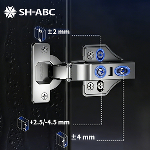 Charnière à fermeture amortie dissimulée, à 3 niveaux de force, avec cylindre forgé en acier inoxydable 8 couches, pour quincaillerie de meubles de cuisine et de chambre modernes - Product Image 4