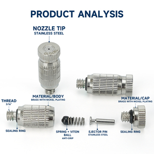 3/16" Fog <strong>Mist</strong> <strong>Nozzle</strong> <strong>Mist</strong> System <strong>Mist</strong> Cooling <strong>Nozzle</strong> for Garden Cooling Greenhouse Humudification Dust Removal - Product Image 2