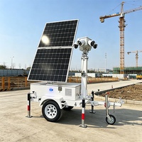 Système de vidéosurveillance solaire hors réseau sur remorque avec 2 batteries au lithium de 200 Ah pour la surveillance à distance