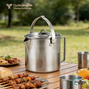Stainless Steel <b>Camping</b> <b>Kettle</b> 1.2L With Lid And Handle For Outdoor Cooking And Travel Use - Product Image 3
