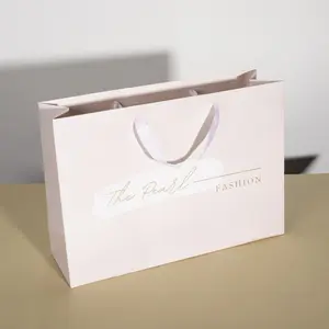 Ingrosso sacchetto di carta per imballaggio rosa stampato su misura il tuo Logo per lo Shopping di fantasia cibo cibo sacchetti di carta con manico a nastro