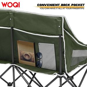 เก้าอี้โซฟาพับได้สำหรับสองคน WOQI ขนาด 57.5 นิ้ว x 39.5 นิ้ว สีเขียวทหาร ผ้า Oxford สำหรับตั้งแคมป์กลางแจ้ง พกพาสะดวก ใช้ได้ทั้งชายหาดและสนามหญ้า - Product Image 4
