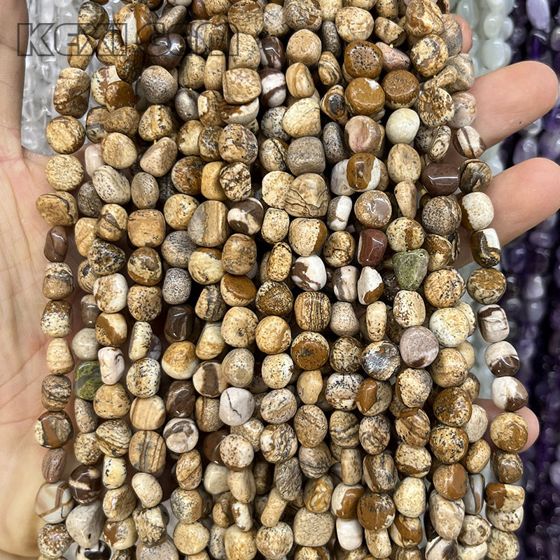 ลูกปัดหินแจสเปอร์ธรรมชาติทรงก้อน