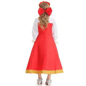 Para Amazon, vestido rojo largo de estilo de comercio exterior para niñas, ropa de actuación étnica rusa, vestido de baile de escenario para niñas, dos piezas falsas - Product Image 4