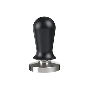 Tamper Kopi Espresso Terkalibrasi, dengan Dasar Pegas Datar Baja Nirkarat Pegangan Dapat Disesuaikan Perata Kopi 58Mm Tamper