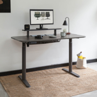 Bureau électrique réglable en hauteur gris minimaliste, table de travail ergonomique moderne en métal pour jeux et ordinateur, mobilier de bureau à domicile