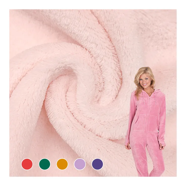 Material de poliéster de tela de terciopelo de coral Súper suave, colores personalizados 100% telas de lana de coral de punto de polietileno/