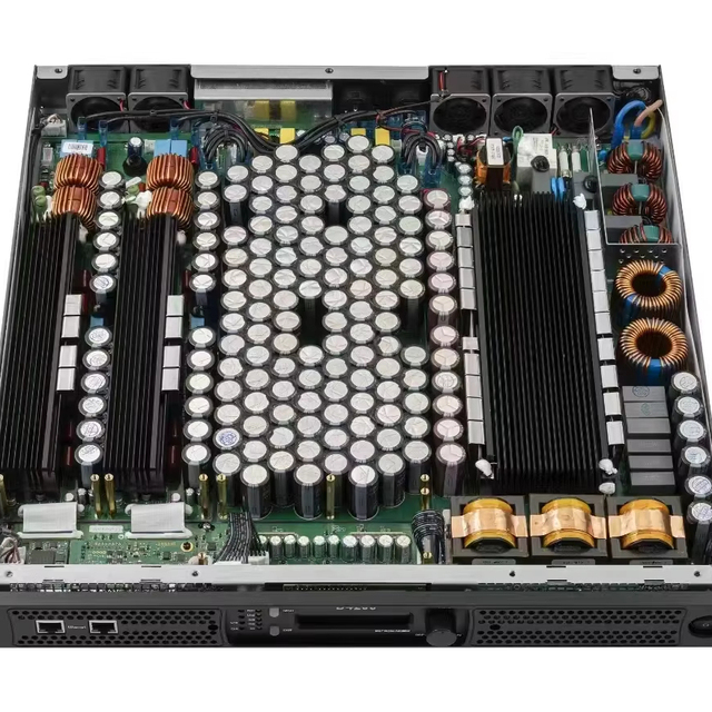 Digital Class D DSP and Dante 2000 Watts 2 Channel 1U Screen Amplifier Home Theater Professional Sound Audio Amplifier