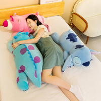 Boneka Beruang Stroberi Lucu Gaya Berbaring Warna Pink, Bantal Boneka Monster Biru Ukuran Besar, Ragdoll Redemption