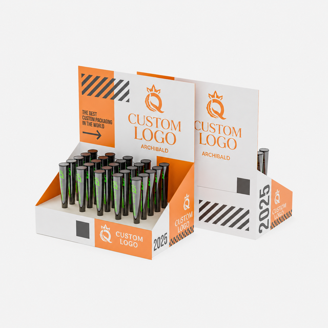 Wholesale Corrugated Display Box 25-pack Herbal Wraps Cone Packaging Counter Display Box Dispenser Box Recyclable