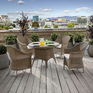 Audu hiện đại ngoài trời bàn ăn thiết lập không thấm nước wicker mây chất liệu cho <span class=keywords><strong>London</strong></span> Cách sử dụng - Product Image 2