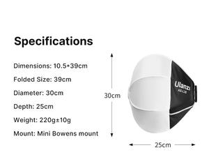 Ulanzi U-Basket AS-L30 40W Mini Boîte à Lumière Souple Portable COB avec Support Baorong 30cm - Product Image 4