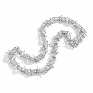 Fashion Chains Necklace Men Hip Hop Gold Cuban Chain Spike Zircon Inlay Party Jewelry Geometric Design - Product Image 4