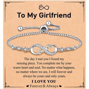 Circonita con microincrustaciones en forma de 8 chapada en platino para pulsera de amor para mujer, joyería ajustable brillante para fiestas - Product Image 4