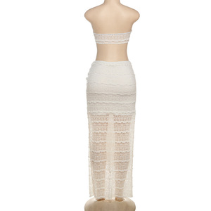 Summer New Women's <b>Sexy</b> Bustier Top Slim Tie Half-body Skirt 2 <b>Set</b> Fashion - Product Image 6