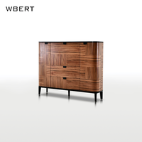 WBERT Armoire de rangement légère de luxe en grain de bois rétro de style italien-Panneau en fibres moyennes et bois de pommier pour TV, salle à manger et salon