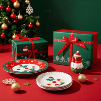 Service de table de Noël personnalisé OEM ODM, ensemble de vaisselle en céramique, assiette, tasse, bol pour les repas festifs