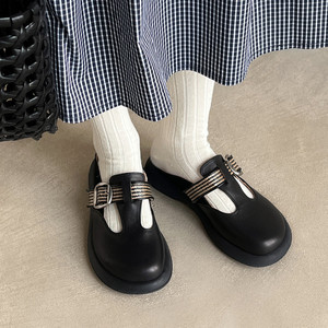 Zapatos de mujer con hebilla de color liso, estilo casual holgado, sin cordones, cómodos, duraderos, con tacón grueso. - Product Image 5