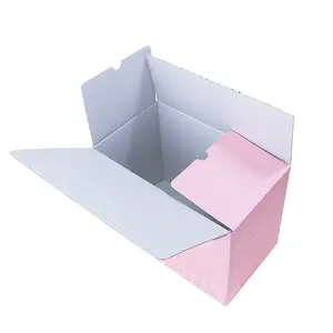 Caja de cartón corrugado con cremallera abierta, caja de cartón de color rosa con movimiento personalizado, fácil de rasgar, sin cinta