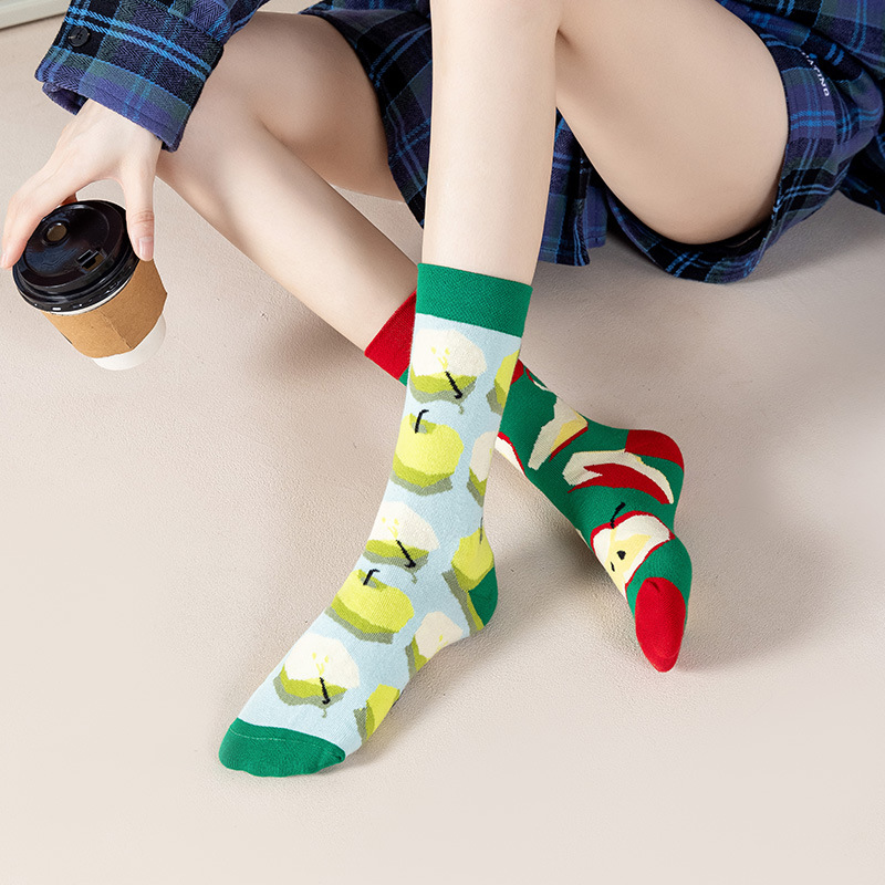 New Couple AB Custom Jacquard Socks Custom Design Combed Cotton Happy Socks Unisex