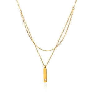 Collar Doble de Acero Inoxidable con Logotipo Personalizado, Resistente al Deslustre, Impermeable, Chapado en Oro de 18k, para Mujer - Product Image 5