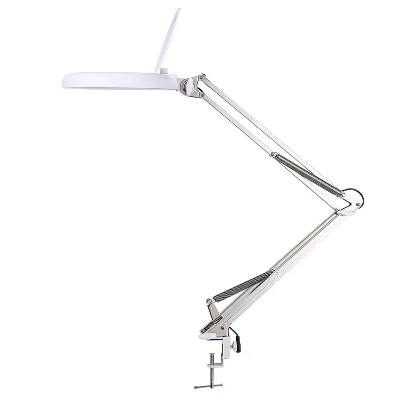 Увеличительное стекло 15х белого цвета со светодиодной подсветкой, «третья рука» Настольная лампа с зажимом и USB-лупой для сварки/чтения