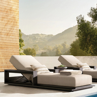 Petit meuble de piscine à dossier flexible avec cadre en aluminium, accoudoir long de jardin, chaise de salon