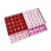 Aierflorist Bunga Mawar Buatan 50pc Model Buka Kelopak Otomatis Fairy Kiss Sabun Wangi Tanpa Sentuhan Tangan untuk Hari Valentine