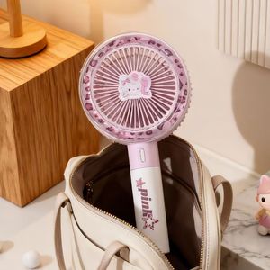 Ventilador de mano rosa con diseño de Hello Kitty, mini enfriador portátil con batería recargable para uso en interiores y exteriores - Product Image 1