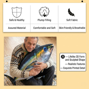 Aika Coussin géant en peluche poisson <span class=keywords><strong>drôle</strong></span> tendance, oreiller décoratif 3D en forme de thon, prix - Product Image 3